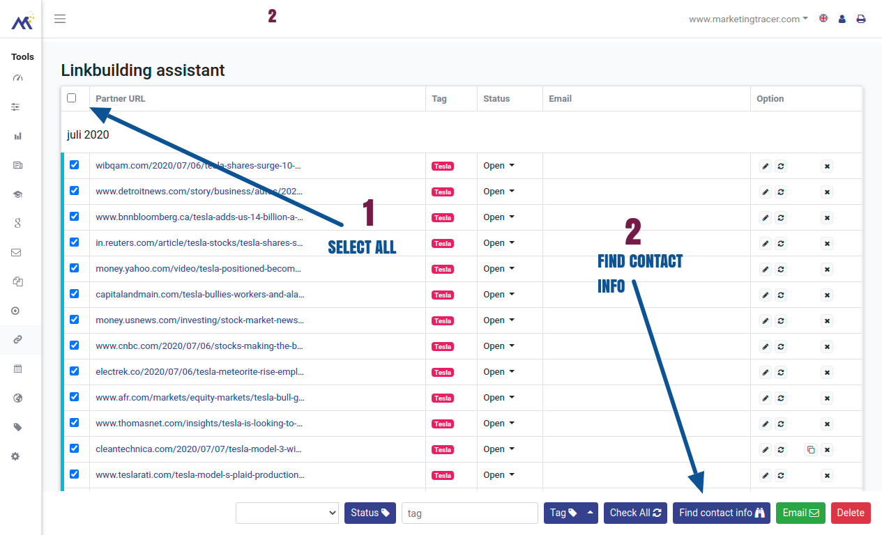 linkbuilding manager find contact info