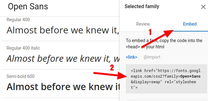 open sans google fonts
