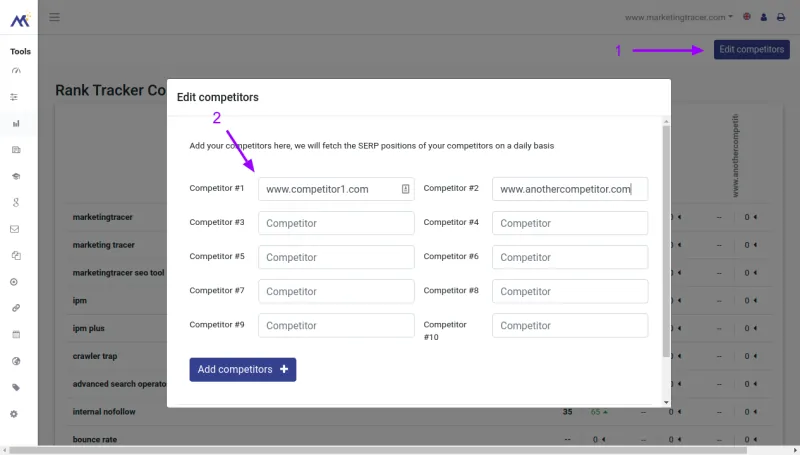 add serp competitors