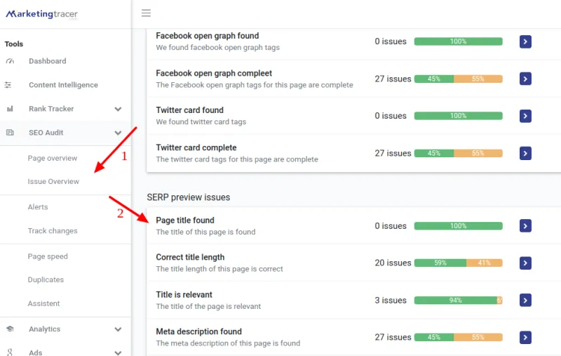 dashboard issues page title